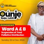 OUNJE IBEJU- LEKKI FOOD PALLIATIVE DISTRIBUTION SUSPENDED