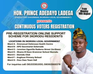 GET REGISTERED TO VOTE: PRINCE ADEDAYO LADEGA BRINGS VOTER REGISTRATION SUPPORT TO YOUR WARD
